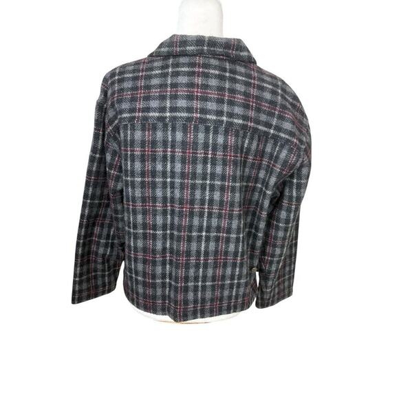 Fashion Bug Jacket Womens Size M Gray Wool Windowpane Plaid‎ Y2K Clueless Preppy - Picture 4 of 16